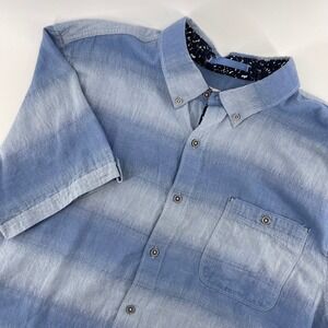 Tommy Bahama Button Up Shirt Blue Striped Short Sleeve Casual‎ XL